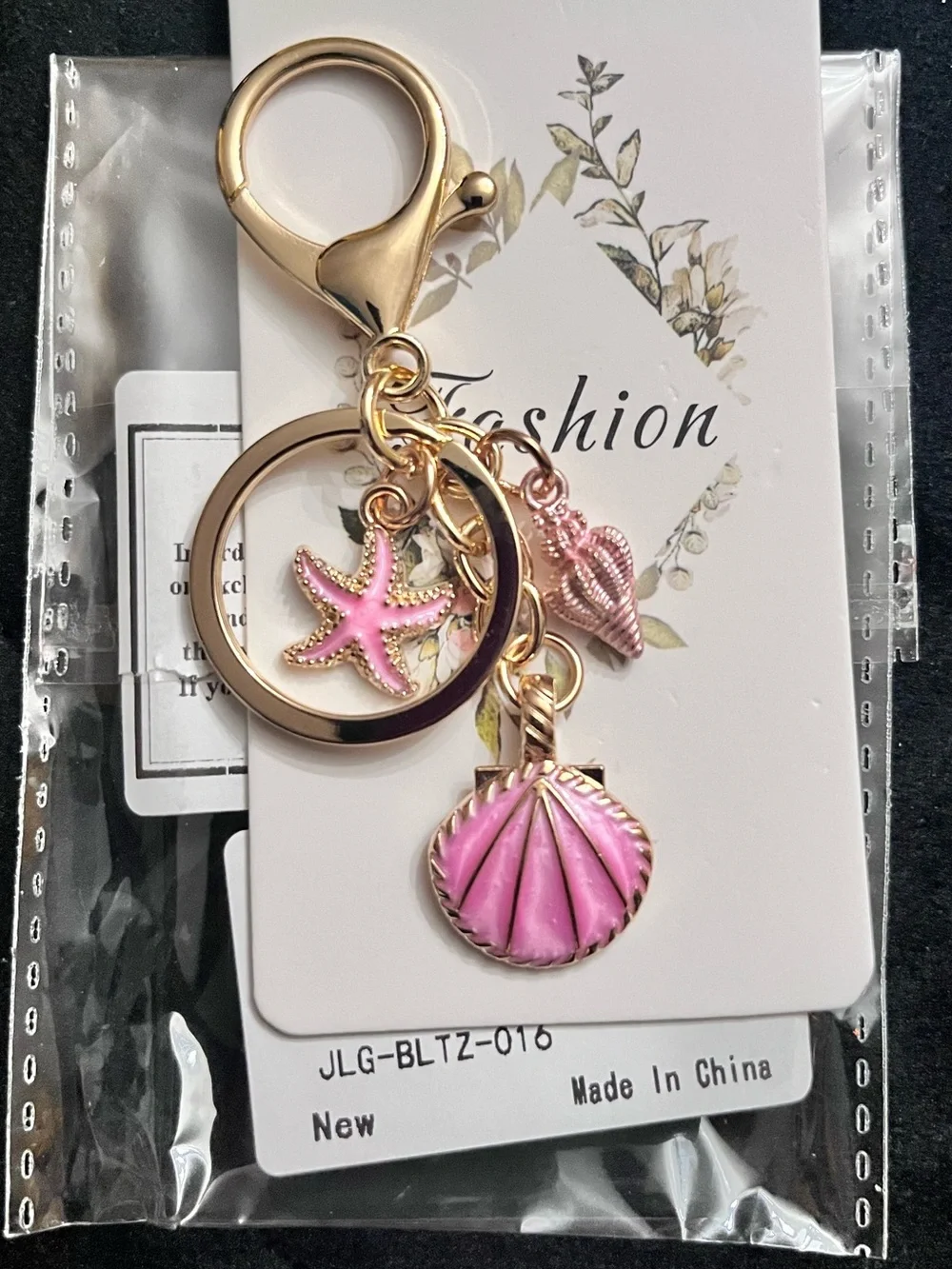 Pink & Gold Summer, Beach, and/or Ocean Themed Bag Charm Duo